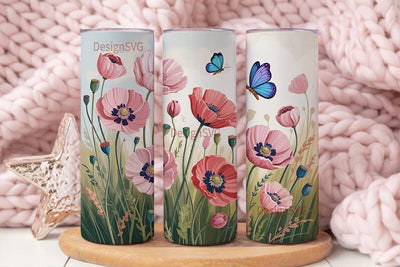 Floral Butterfly 20oz Tumbler Wrap Sublimation DesignSVG 