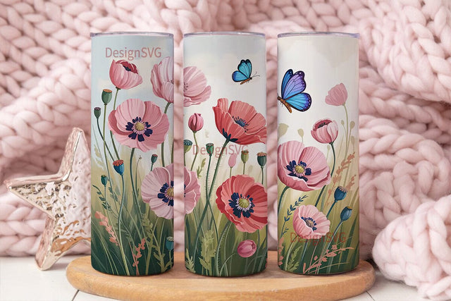Floral Butterfly 20oz Tumbler Wrap Sublimation DesignSVG 