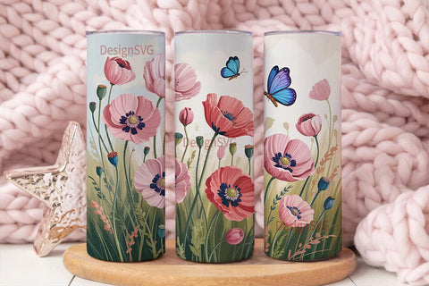 Floral Butterfly 20oz Tumbler Wrap Sublimation DesignSVG 