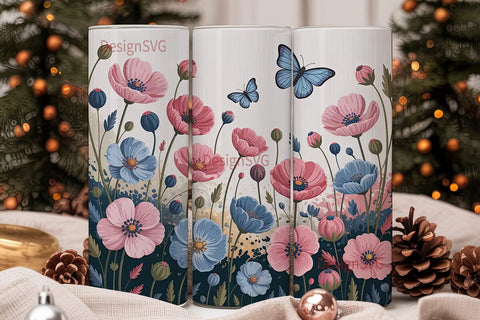 Floral Butterfly 20oz Tumbler Wrap Sublimation DesignSVG 