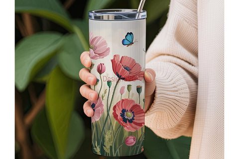 Floral Butterfly 20oz Tumbler Wrap Sublimation DesignSVG 