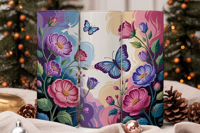 Floral Butterfly 20oz Tumbler Wrap Sublimation DesignSVG 