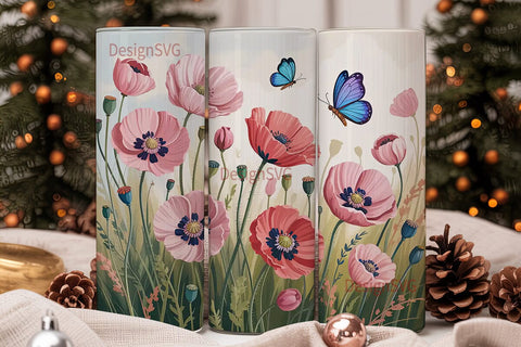 Floral Butterfly 20oz Tumbler Wrap Sublimation DesignSVG 