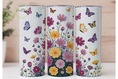 Floral Butterfly 20oz Tumbler Wrap Sublimation PixelChick 