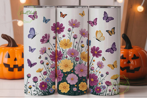 Floral Butterfly 20oz Tumbler Wrap Sublimation PixelChick 