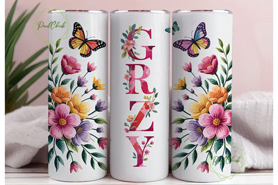 Floral Butterfly 20oz Tumbler Wrap Sublimation PixelChick 