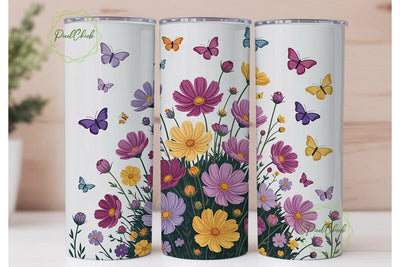 Floral Butterfly 20oz Tumbler Wrap Sublimation PixelChick 