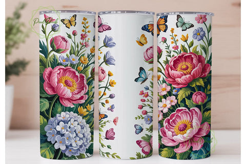 Floral Butterfly 20oz Tumbler Wrap Sublimation PixelChick 