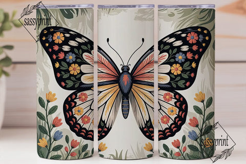 Floral Butterfly 20oz Tumbler Wrap Sublimation sassyprint 