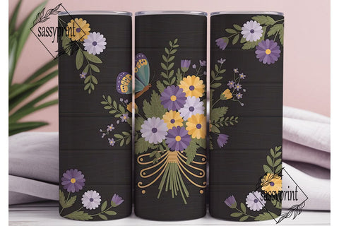 Floral Butterfly 20oz Tumbler Wrap Sublimation sassyprint 