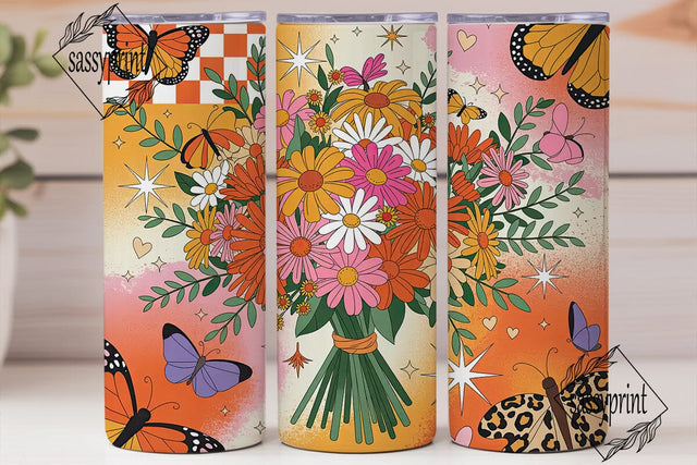Floral Butterfly 20oz Tumbler Wrap Sublimation sassyprint 