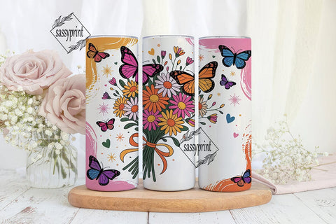 Floral Butterfly 20oz Tumbler Wrap Sublimation sassyprint 