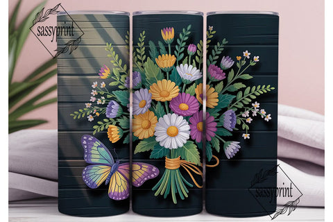 Floral Butterfly 20oz Tumbler Wrap Sublimation sassyprint 