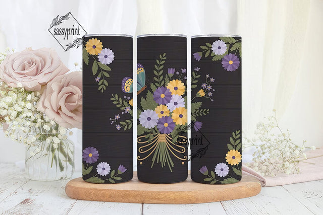 Floral Butterfly 20oz Tumbler Wrap Sublimation sassyprint 