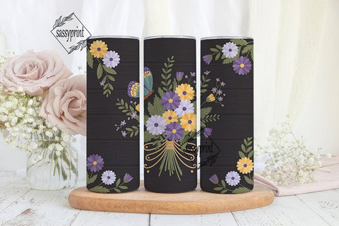 Floral Butterfly 20oz Tumbler Wrap Sublimation sassyprint 