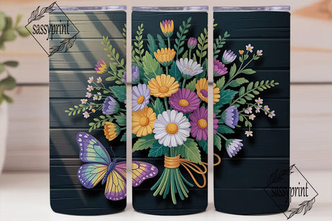 Floral Butterfly 20oz Tumbler Wrap Sublimation sassyprint 