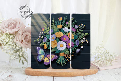 Floral Butterfly 20oz Tumbler Wrap Sublimation sassyprint 