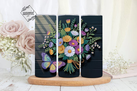 Floral Butterfly 20oz Tumbler Wrap Sublimation sassyprint 