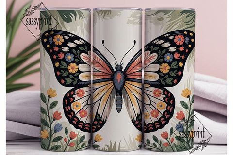 Floral Butterfly 20oz Tumbler Wrap Sublimation sassyprint 