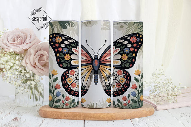 Floral Butterfly 20oz Tumbler Wrap Sublimation sassyprint 