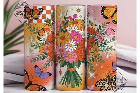 Floral Butterfly 20oz Tumbler Wrap Sublimation sassyprint 