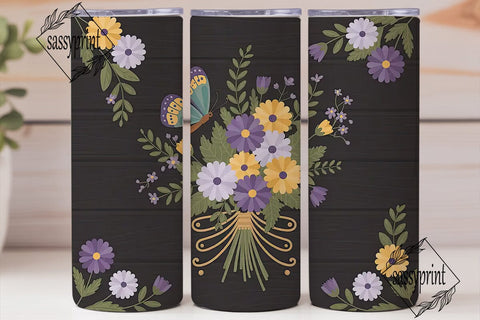 Floral Butterfly 20oz Tumbler Wrap Sublimation sassyprint 