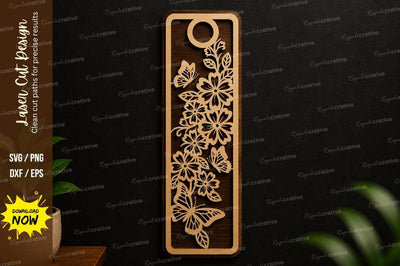 Floral Butterfly Bookmark SVG Laser Cut Bookmark File SVG Regulrcrative 