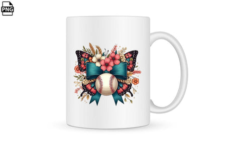Floral Butterfly Bow Baseball PNG Printable File Sublimation Creativedesigntee 