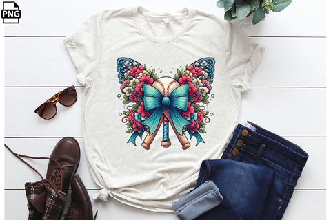 Floral Butterfly Coquette Baseball PNG Printable File Sublimation Creativedesigntee 