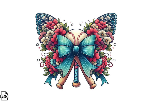 Floral Butterfly Coquette Baseball PNG Printable File Sublimation Creativedesigntee 