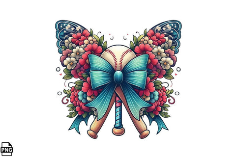 Floral Butterfly Coquette Baseball PNG Printable File Sublimation Creativedesigntee 