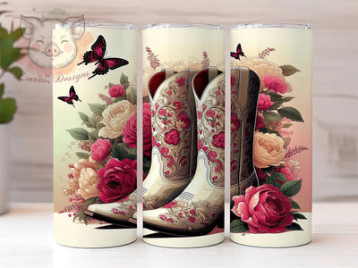 Floral Butterfly Cowgirl Tumbler, Floral Butterfly Tumbler, Rustic 20oz Wrap, Sublimation Design, Stylish Gift Idea, Western Boots Wrap, Country Cowgirl Tumbler Sublimation Lara' s Designs 