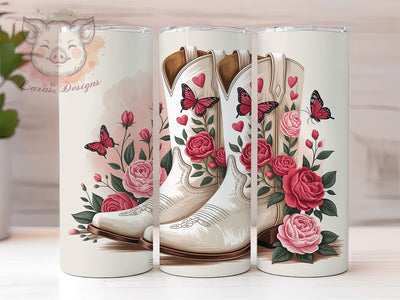 Floral Butterfly Cowgirl Tumbler, Floral Butterfly Tumbler, Rustic 20oz Wrap, Sublimation Design, Stylish Gift Idea, Western Boots Wrap, Country Cowgirl Tumbler Sublimation Lara' s Designs 