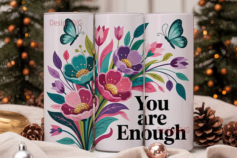 Floral Butterfly Inspirational 20oz Sublimation DesignSVG 