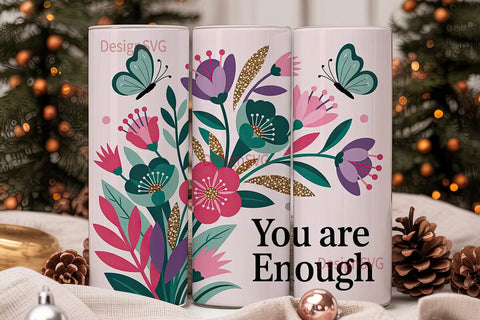 Floral Butterfly Inspirational 20oz Sublimation DesignSVG 