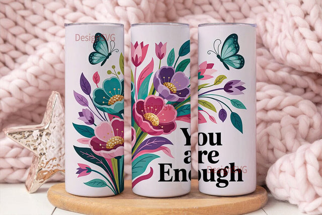 Floral Butterfly Inspirational 20oz Sublimation DesignSVG 