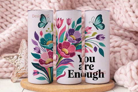 Floral Butterfly Inspirational 20oz Sublimation DesignSVG 