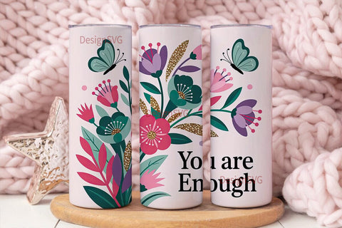Floral Butterfly Inspirational 20oz Sublimation DesignSVG 