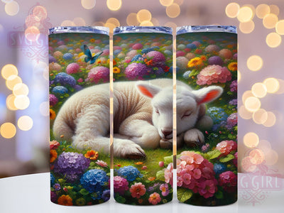 Floral Butterfly Lamb Tumbler, Butterfly Accent Tumbler, Whimsical Lamb Wrap, Rustic Farm Lamb Wrap, Elegant Butterfly Wrap, Sublimation Design, Trendy Gift Idea Sublimation SvggirlplusArt 