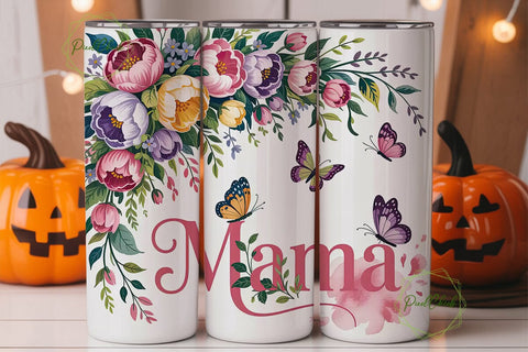 Floral Butterfly Mama Tumbler Wrap Sublimation PixelChick 