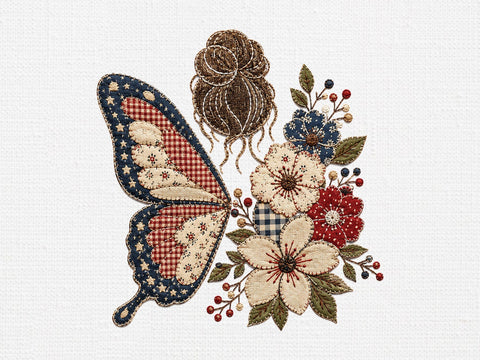 Floral Butterfly Messy Bun png SVG artprintfile 