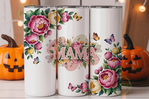 Floral Butterfly Mom 20oz Tumbler Wrap Sublimation PixelChick 