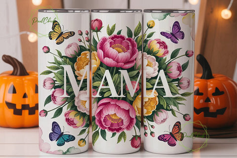 Floral Butterfly Mom 20oz Tumbler Wrap Sublimation PixelChick 