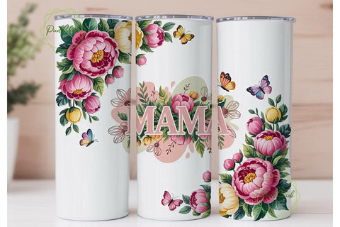 Floral Butterfly Mom 20oz Tumbler Wrap Sublimation PixelChick 