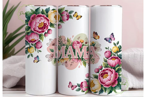 Floral Butterfly Mom 20oz Tumbler Wrap Sublimation PixelChick 