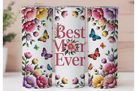 Floral Butterfly Mom 20oz Tumbler Wrap Sublimation PixelChick 