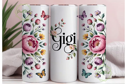Floral Butterfly Monogram 20oz Tumbler Sublimation PixelChick 