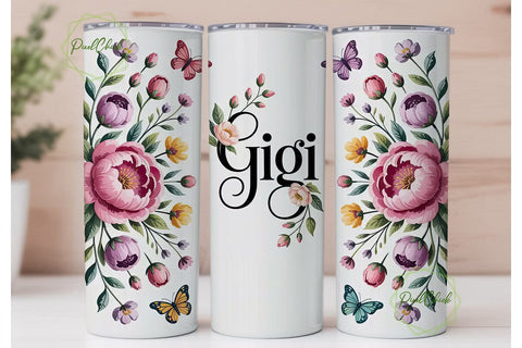 Floral Butterfly Monogram 20oz Tumbler Sublimation PixelChick 