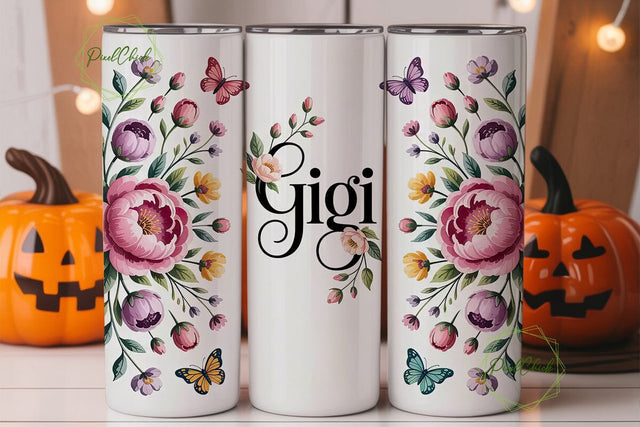 Floral Butterfly Monogram 20oz Tumbler Sublimation PixelChick 