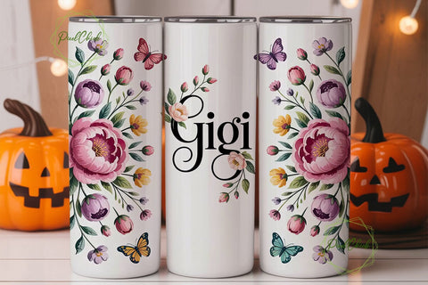 Floral Butterfly Monogram 20oz Tumbler Sublimation PixelChick 
